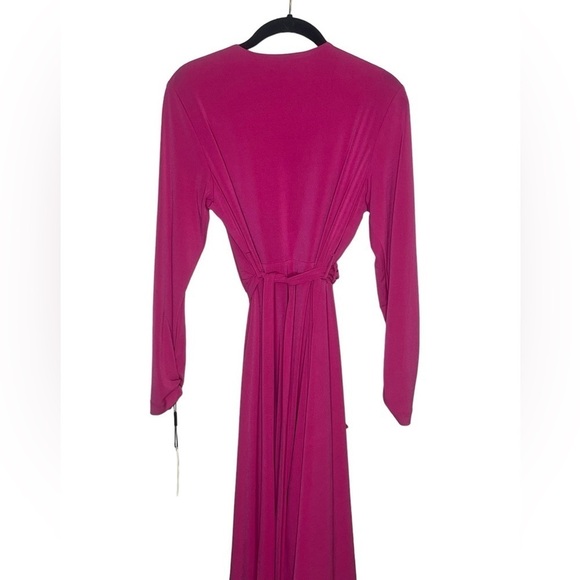 VICKY TIEL Bright Pink Midi Wrap Dress - Picture 3 of 6